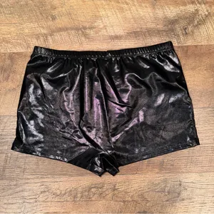 Shiny Black Women's Booty Shorts thumbnail 2