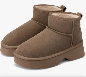 NEW Vegan Suede Boots Platform Mini Snow Boots Ankle Booties 11 thumbnail 1