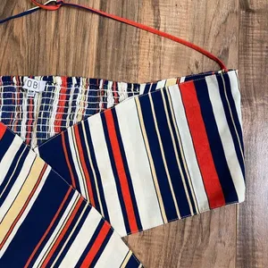 Tobi striped orange and blue crop top tie front‎ small thumbnail 3