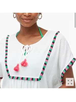 J. Crew Adorable White Fringe Beach Swim Cover Up‎ Tunic Top thumbnail 3