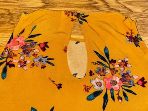 Xhilaration Dress Women’s Size Medium Cold Shoulder Mustard Yellow Floral Rayon thumbnail 8