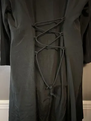 Vintage Marnie West Dress Womens 11 Black A-Line Corset Tie Back Made USA 90s thumbnail 8