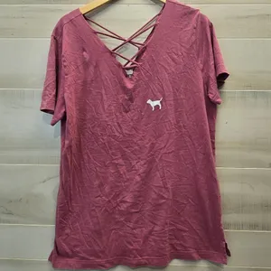 {L} Victoria's Secret Crisscross Tee Magenta thumbnail 1