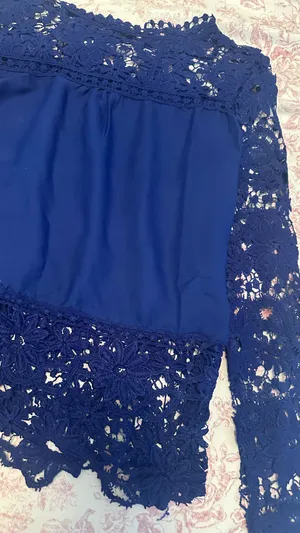 Lace Yoke Long-Sleeve Top - Navy thumbnail 3