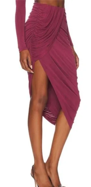 Camila Coelho | NWT Liby Jersey Draped Asymmetrical Midi Skirt in Mauve Size XS thumbnail 1