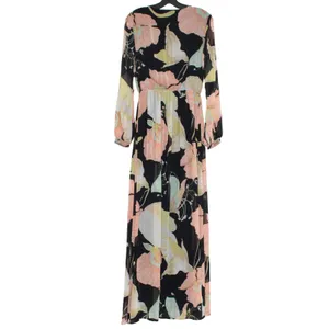 Lulus Maxi Dress Floral Boho Wedding Guest Resort Vacation Flowy Spring Black M thumbnail 3