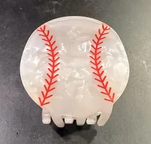 Baseball Hair Claw/ Clip White thumbnail 1