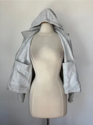 Yogalicious Light Gray Full-Zip Hooded Sweatshirt thumbnail 6