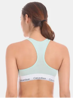 Calvin Klein Light Blue Logo Band Racerback Sports Bra L thumbnail 1