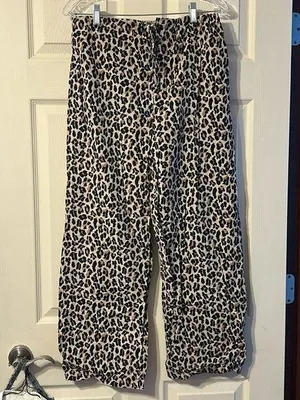 Vintage Express Leopard Print Pajama PJ Loungewear Pants Medium thumbnail 1