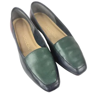 Enzo Angiolini Leather Loafers Flats Colorblock Square Toe Navy Burgundy‎ 5.5 thumbnail 1
