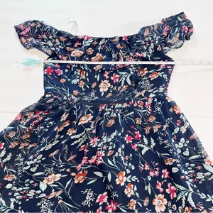 NWT Lulus My Favorite Navy Blue Floral Print Off the‎ Shoulder Dress MEDIUM thumbnail 9