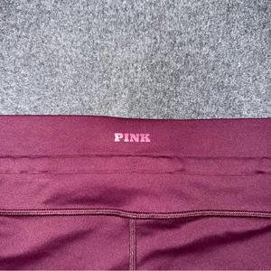 PINK Victoria’s Secret Relay Knit Jogger Pants Burgundy Athletic Lounge Sz Large thumbnail 8