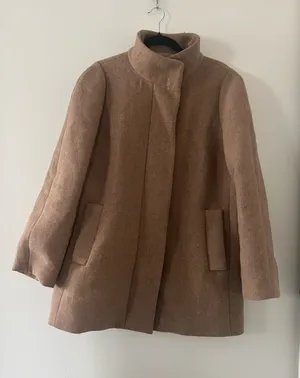 J Crew Tan Wool Blend Pea Coat 12 Jacket Zip Up Quiet Luxury Old Money Winter thumbnail 1