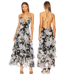 ASTR the Label Aneira Dress Purple & Black Floral Size S thumbnail 2