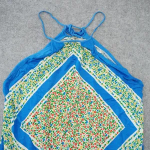 Free People XS Halter Top Tank Blue Excellent Floral Scarf Print Boho Indie thumbnail 2