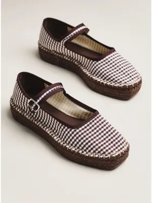 NEW Anthropologie Maeve Gingham Mary Jane Espadrille Flats Size 40 thumbnail 2