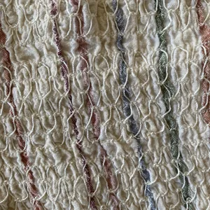 American Eagle‎ One Shoulder Smocked Top Womens Size L Cream Striped Ruffle Boho thumbnail 3