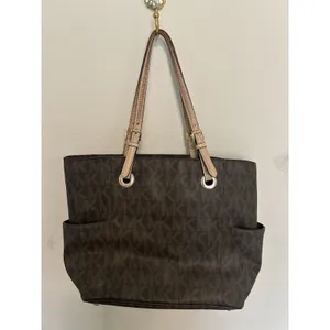 Michael Kors Jet Set Tote Bag Signature Brown Monogram Coated Canvas Preppy thumbnail 2