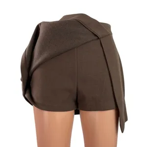 Bongbly Women's Dark Brown High Rise Slit Zip Mini Skirt Skort Shorts Size S thumbnail 2