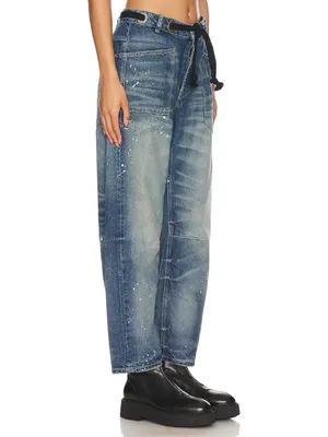 NWT We The Free People Moxie in Timeless Blue Distressed Barrel Jeans 25 thumbnail 2