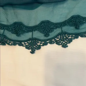 Altar'd State size small teal sleeveless lace and ruffles sheer A line dress EUC thumbnail 10