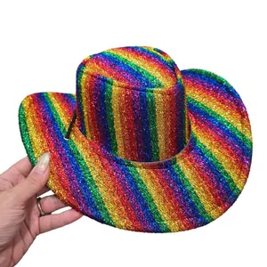 Rainbow sparkle glitter Cowboy Hat & Tutu Set pride LGBTQIA+ rainbow halloween thumbnail 4