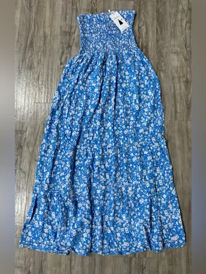 Zesica Blue Floral Strapless Smocked Maxi Dress - NWT thumbnail 2