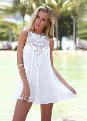 White Embroidered Mini Dress thumbnail 1