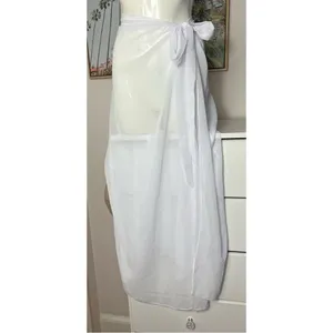 Matte Collection Sheer White Cover Up Sarong Adjustable Tie Skirt Size Medium thumbnail 3