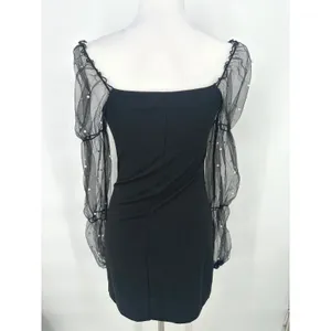 Thirty/Thirty‎ Mini Dress M Black Sheer Pearl Bodycon Party Cocktail Romantic thumbnail 5
