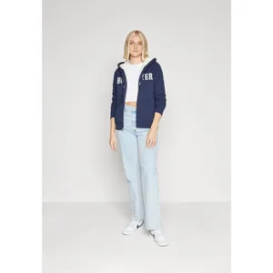 ✨Hollister Co. FAUX SHEARLING-LINED ZIP-UP LOGO GRAPHIC NAVY SZ LARGE HOODIE✨ thumbnail 2