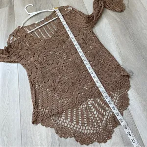 Vintage Crochet Top Brown (s/m) siNita bohemian crochet festival swim cover up thumbnail 6