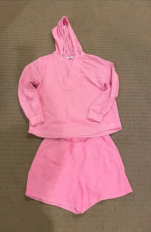 Old Navy Pink Hooded Top and Shorts Set thumbnail 1