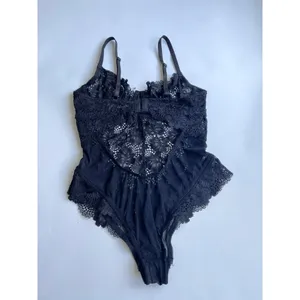 OH LA LA CHERI Women's Unlined Lace Lingerie Teddy with Underwire Black size Sma thumbnail 2