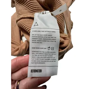 Reformation Size Small Ribbed Tie Neck Covered Back Brown‎ Bodysuit #Z4-5 thumbnail 8