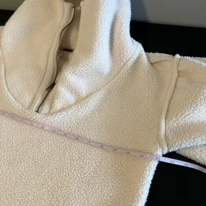 Free People Women's Sherpa Fleece Quarter Zip Pullover Cream White Cropped Small thumbnail 10