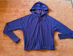 Adidas AEROREADY Purple Hooded Long Sleeve Pullover Sweatshirt Women’s S thumbnail 1