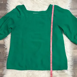 LOFT square neck relaxed fit flowy top blouse emerald kelly green M thumbnail 7