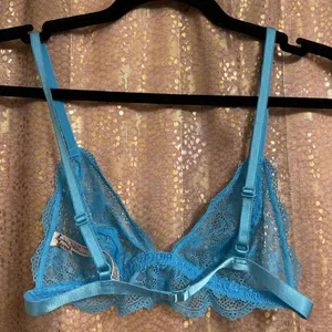 Free‎ People Bright Eyes Romantic Coquette Blue Sheer Lace Bralette Small NWOT thumbnail 2