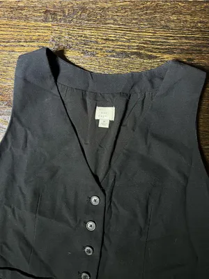 A New Day Black Button Front Vest Top Sleeveless Tailored Size Medium thumbnail 3