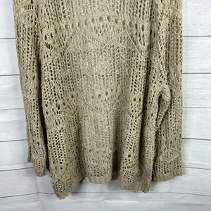 Back in the Saddle Womens Large Open Knit Crochet Cardigan Western Bohemian thumbnail 7