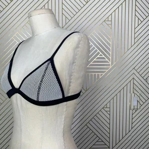 TRIANGL Mesh Bikini‎ Swim Top Black White thumbnail 6