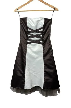 Jessica McClintock Gunne Sax Strapless Satin Corset Dress Brown Size 3/4 thumbnail 1