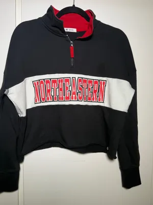 '47 Northeastern Black & Red Quarter-Zip Cropped Sweatshirt Womens Medium thumbnail 1