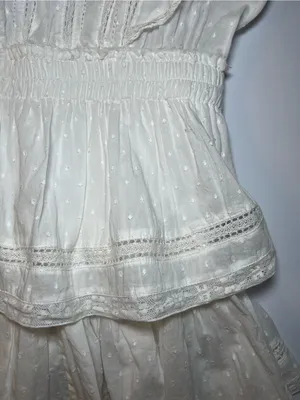 LoveShackFancy Natasha Heritage Mini Dress White Ruffled Eyelet Mini Skirt thumbnail 6