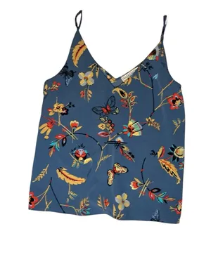 Abercrombie Y2K Aesthetic Butterfly Floral Camisole Top Blue Extra Small thumbnail 1