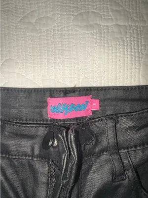 Edikted Luna Faux Leather Flare Jeans Petite thumbnail 2