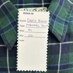 Eddie Bauer Flannel Button Up Shirt Green Medium‎ thumbnail 10