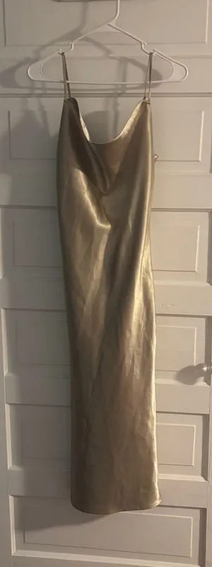 Birdie Grey Simple Gold Metallic Slip Dress thumbnail 1